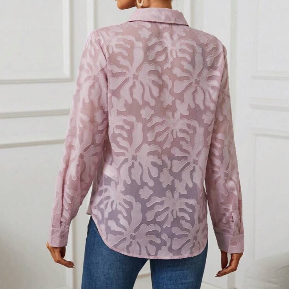 Jacquard button down blouse - Picture 3 of 16